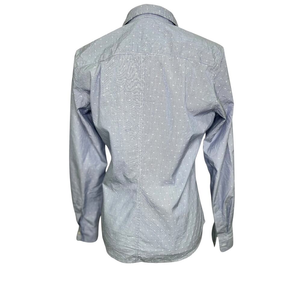 Frank & Elieen Barry Blue Pinstripe Stars Crinkle Button Up Shirt Classic - Picture 4 of 8